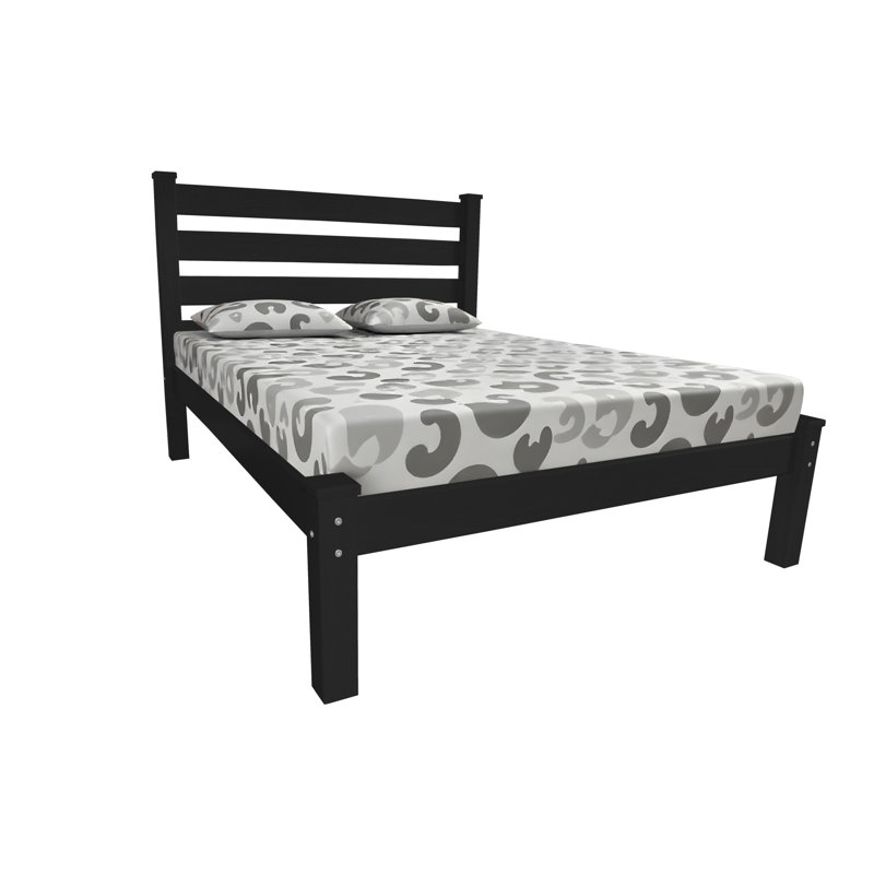  Structure de lit simple en bois massif noir Carmichael - Simple, noir