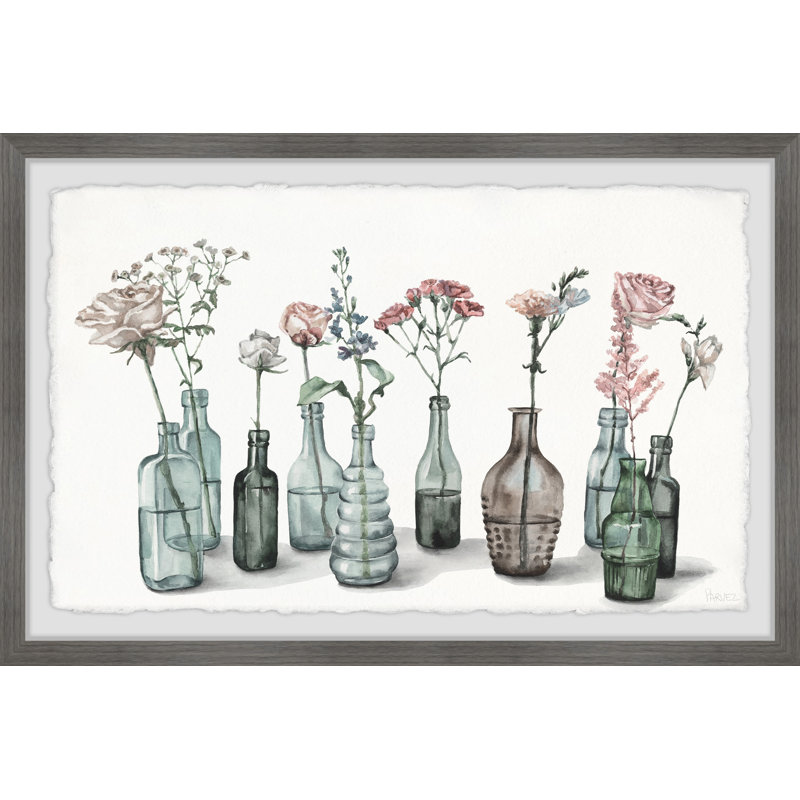 Bottles And Blossoms by Parvez Taj - Single Picture Frame Painting, 20 cm H x 30 cm W