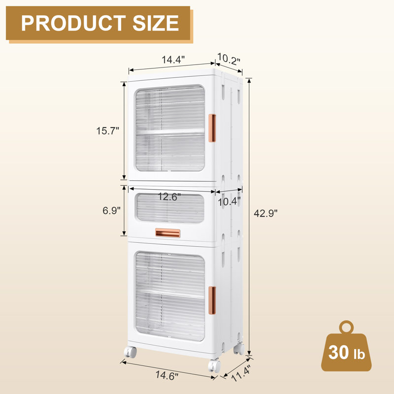 Armoire de rangement à tiroir vertical roulant avec couvercle, roulettes, organisateur mince empilable pour salle de bain, buanderie ou petit appartement