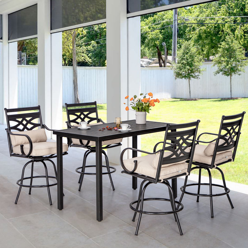 Alyne 4 - Person Patio Dining Set with Rectangular Table , Cushions Included