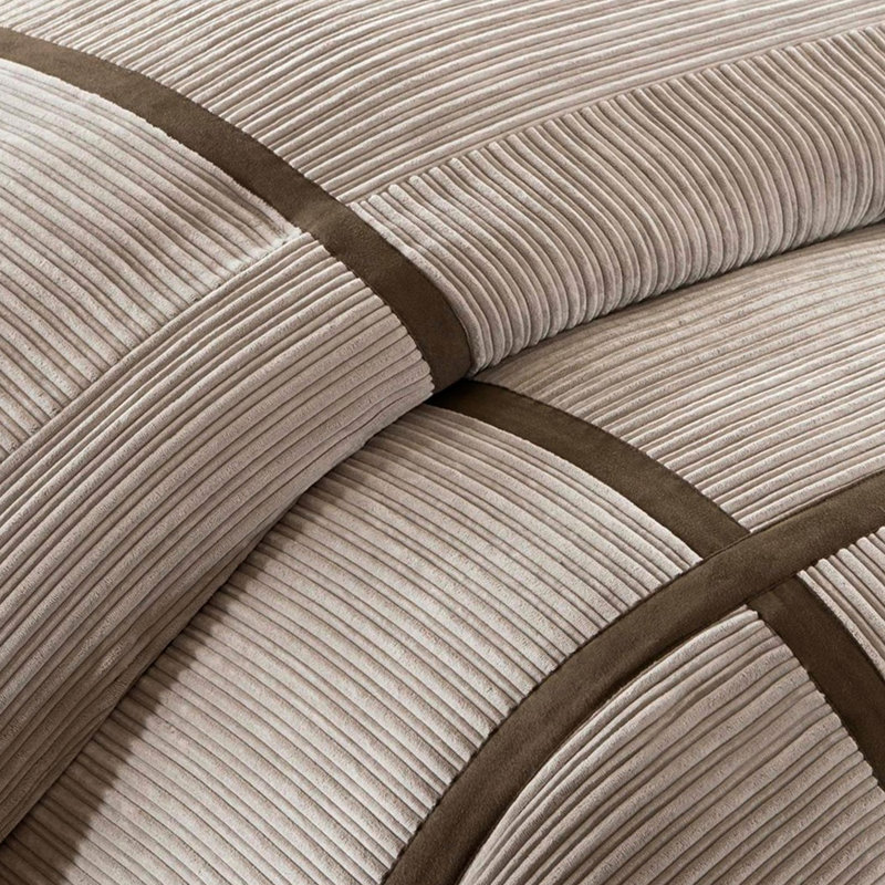 Édredon 7 pièces grand velours côtelé taupe - Chaleur douce et élégante 7 chambres