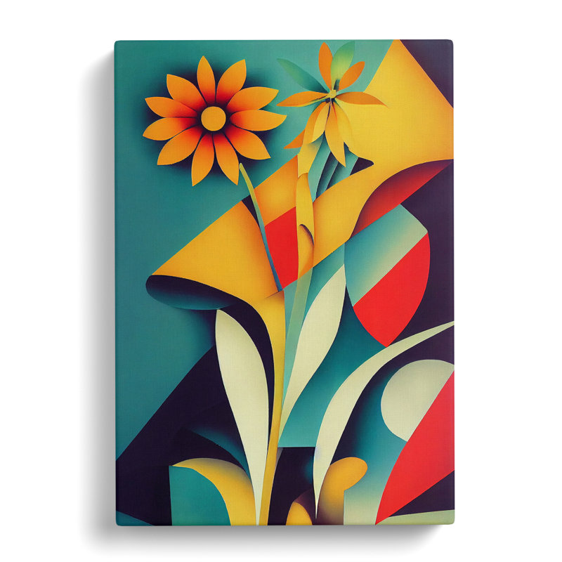 CAN-V0523-2877X Wildflowers Cubism - Wrapped Canvas Print, 50cm H x 35cm W