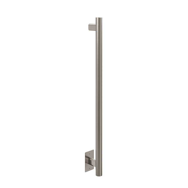 36" Como Electric Hardwired Single Bar Vertical Minimalist Towel Warmer - Brushed Nickel, Electric Hardwired Towel Warmer, Space Saving Design, Includes Programmable Smart Switch, Lifetime Warranty