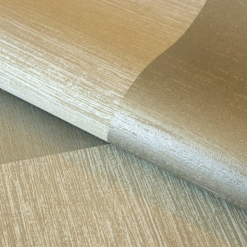 Slow Living Metallic Two-Toned Textured Stripe Wallpaper Roll, Ochre Gold