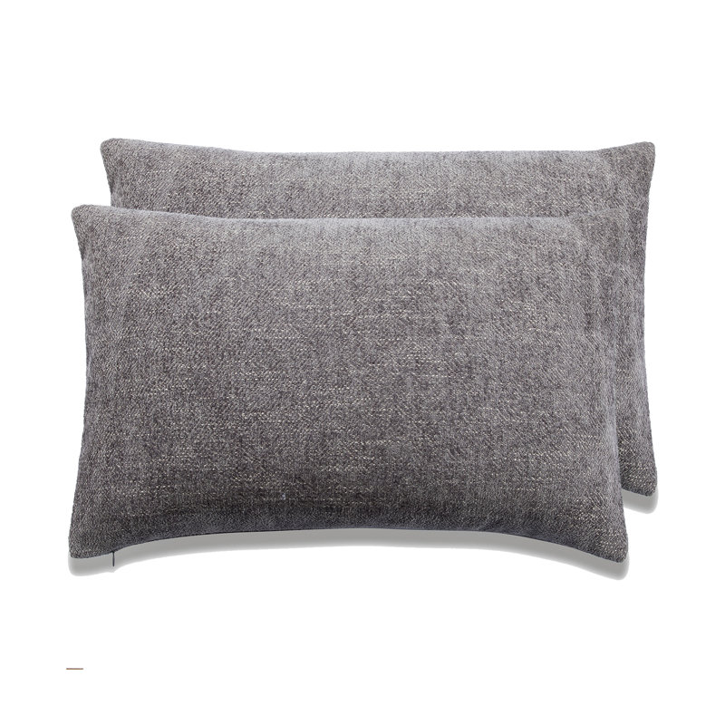 Housse de coussin rectangulaire en polyester Nuriyah, gris, H 12 po x l 20 po