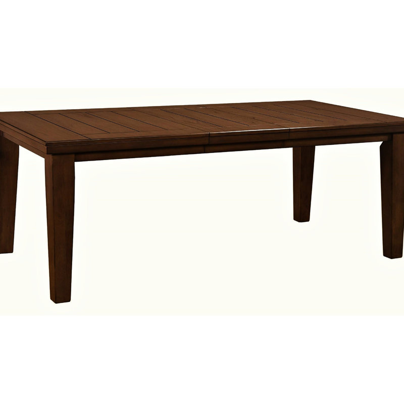 18" Leaf Rectangular Dining Table, Brown Wood, Solid Contemporary Decoration Leaf, Wood Finish, Cool, Brown