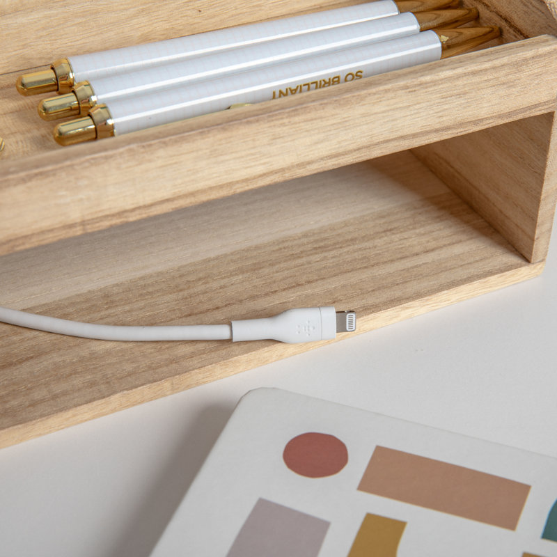 Light Natural Paulownia Wood Desktop Organizer with Open Storage