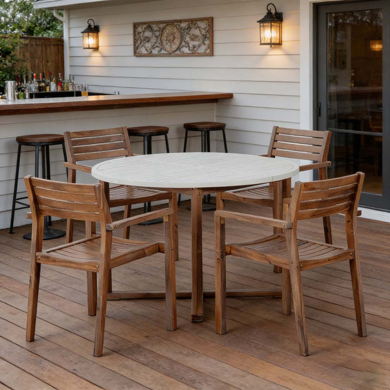 5-Piece Outdoor Dining Set, Light Brown