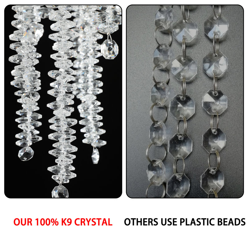 Lustre en cristal Paree, H 19,7 po x l 23,6 po x P 23,60 po, Argent argent, 8