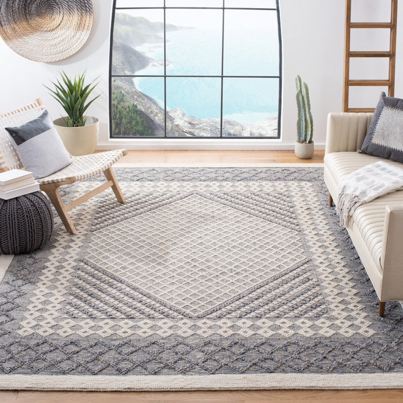 Segrest Geometric Handwoven Wool and Cotton Area Rug , Rectangle 8' x 10'