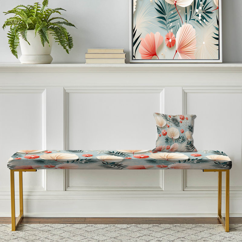 Seaside Elegance Tropical Motif I - Banc rembourré doré
