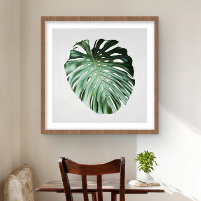 Feuille de Monstera - impression florale et botanique encadrée verte