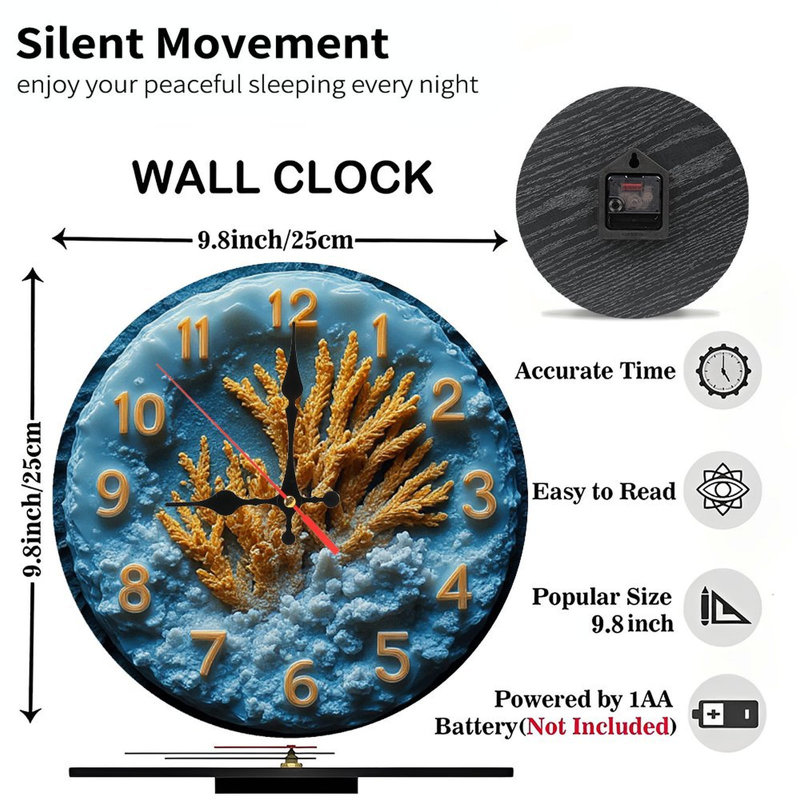 Horloge unique en résine dorée