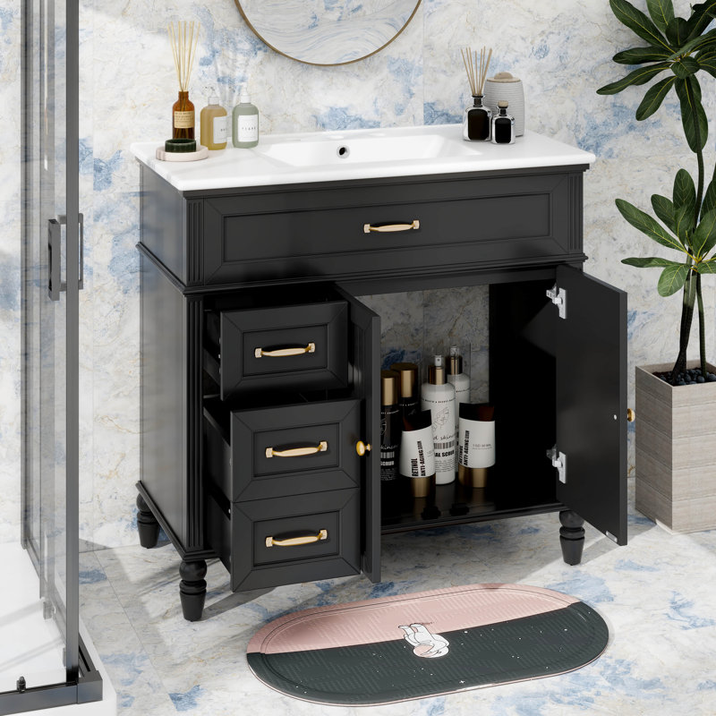 36" Bathroom Vanity With Sink Combo, Drawers