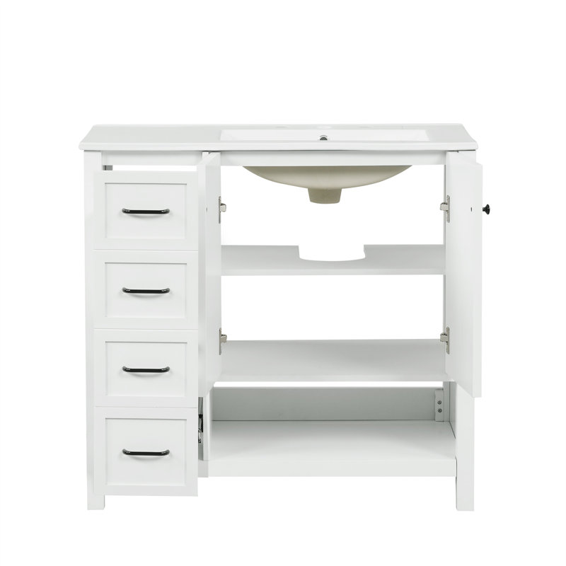 Meuble-lavabo 36 po avec lavabo en céramique, Blanc
