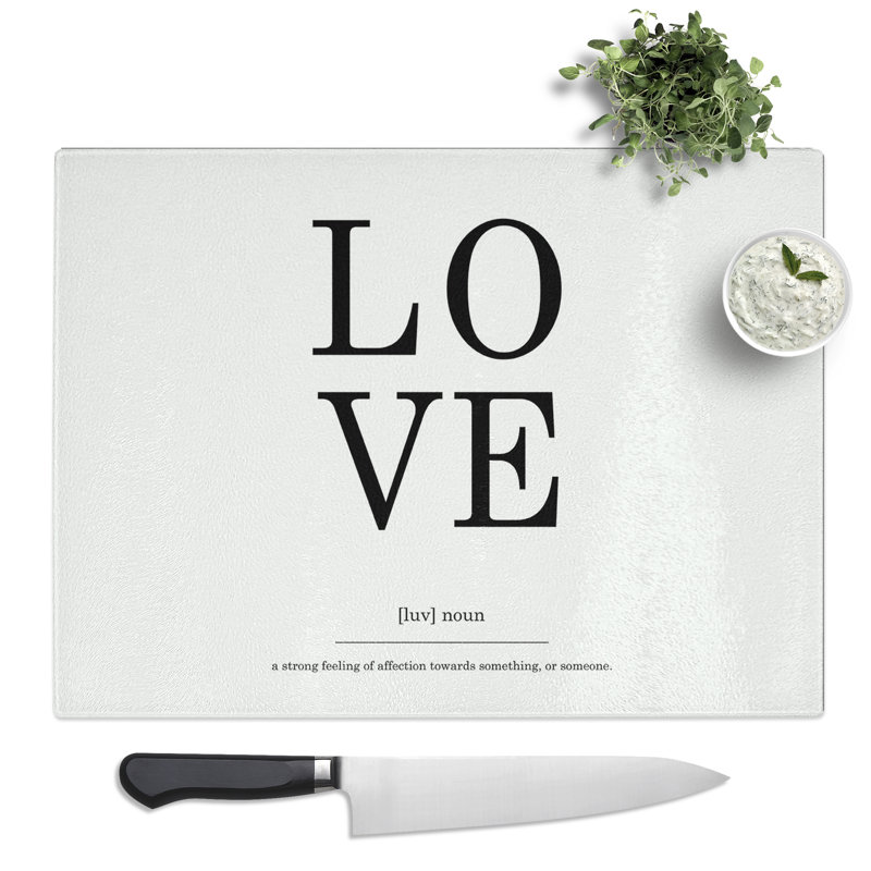 Definition of Love Typography Quote  Glass Chopping Board