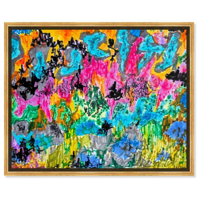 Art coloré abstrait coloré par Art Remedy, Cadre noir, H 37 po x l 46 po