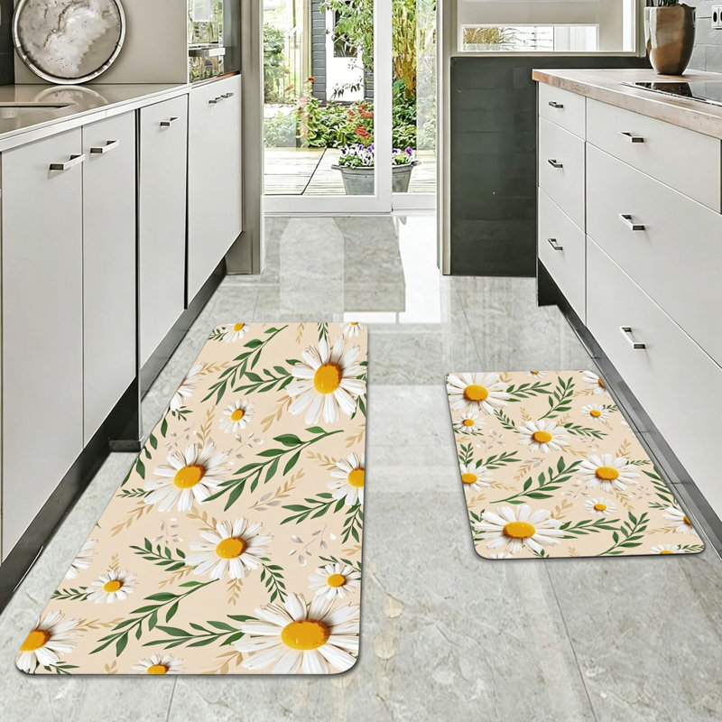 Ensemble de 2 tapis de cuisine Watercolor Daisy