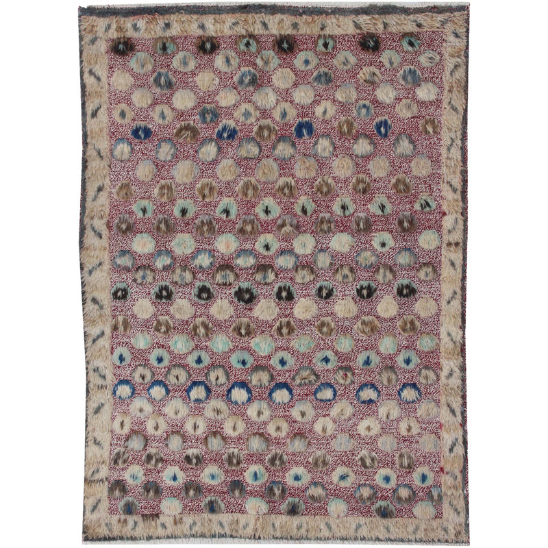 Rectangle 131 cm x 184 cm Geometric Hand Knotted Area Rug