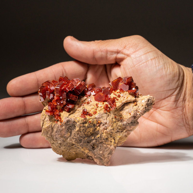 Genuine Vanadinite Crystal Cluster On Matrix From Morocco (202.9 Grams)