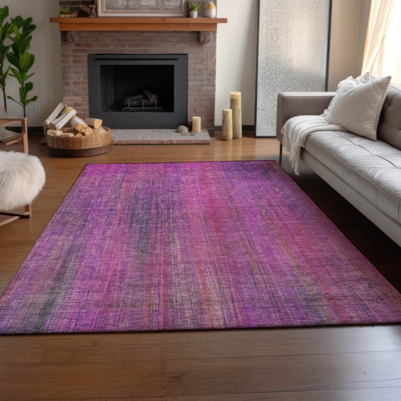 Tapis rond lavable à la machine de qualité supérieure lilas 8 pi x 8 pi Cerrito AMF552, Rectangulaire 3 pi x 5 pi