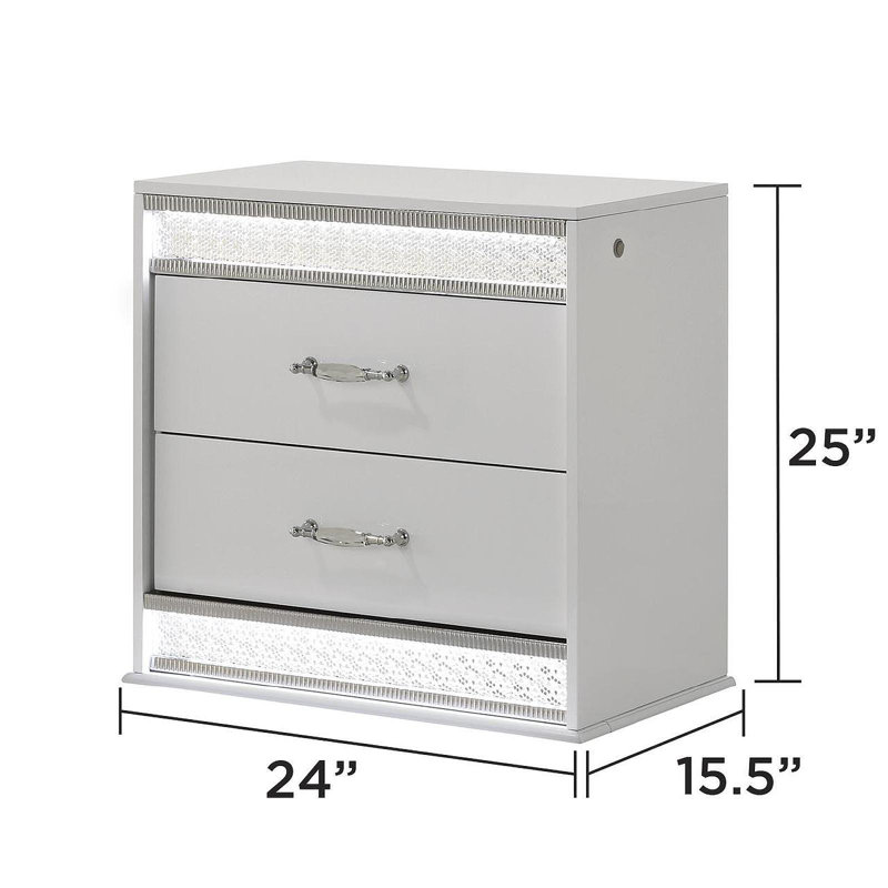Table de chevet 2 tiroirs Glam