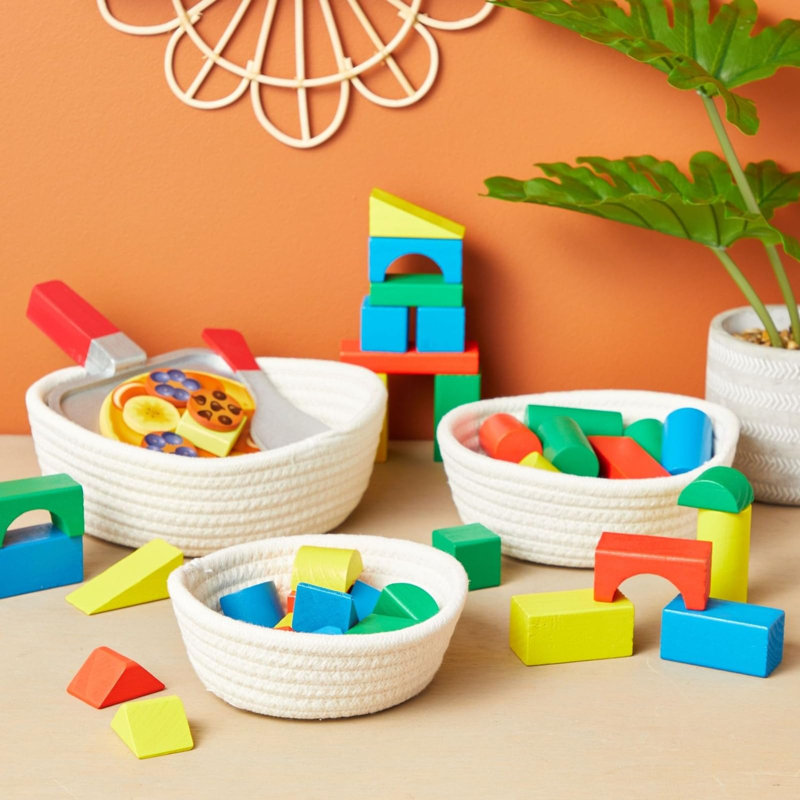 Petits paniers de rangement ronds en corde de coton - Panier de rangement gigogne - Panier en coton tissé