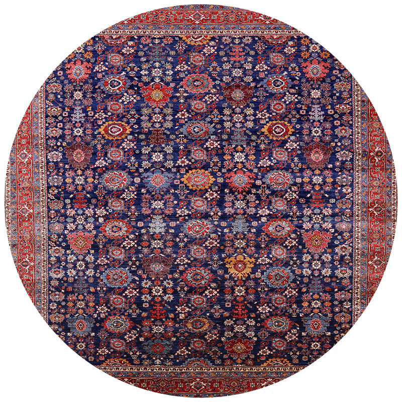 Tapis oriental bleu / rouge, Rond 4 pi