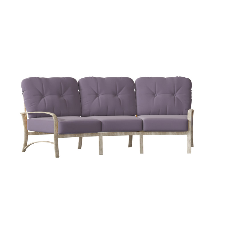 Fremont Outdoor 3 - Seat Patio Sofa, Weathered White, Spectrum Denim Sunbrella® Plainweave