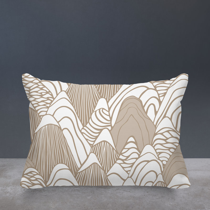 Barnon Abstract Outdoor Reversible Throw Pillow, Beige, 14"H x 20"W