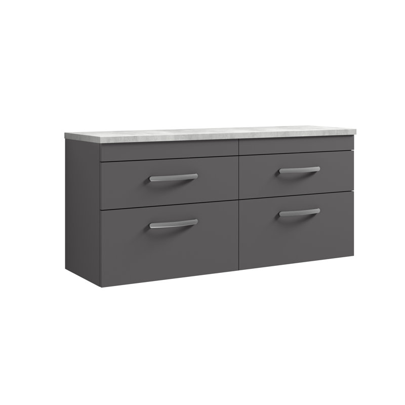 Athena 119.99cm Double Bathroom Vanity Base Only, Gloss Grey