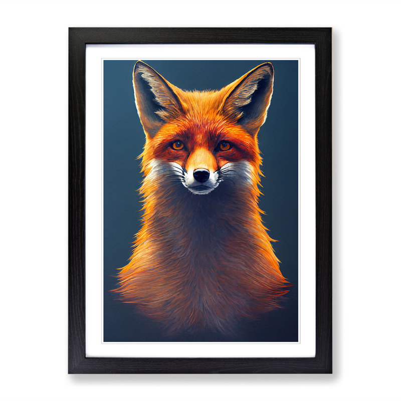 FRM-V0523-1036X Fox Portrait Vol.2 - Single Picture Frame Print, Walnut Framed, 64cm H x 46cm W x 2cm D