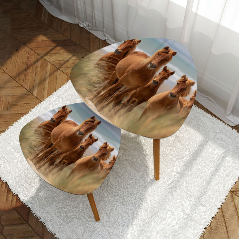 Ensemble de 2 tables basses gigognes triangulaires Assateague Wild Pones Beach
