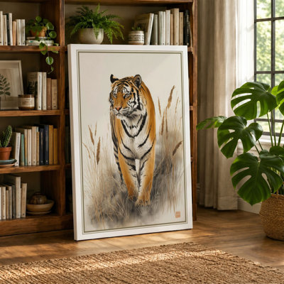 Tiger Forward Gaze Boho - Wrapped Canvas
