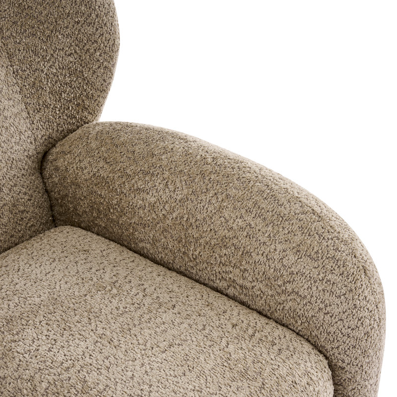Caden Mid-Century Modern Bouclé Wingback Club Chair with Rounded Legs, Light Brown Boucle