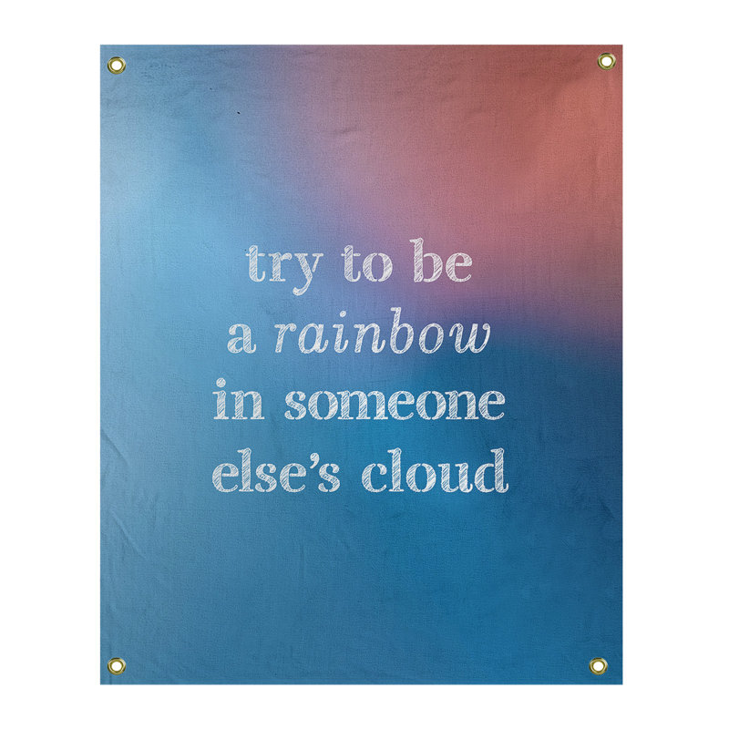 Tapisserie en polyester à essayer de s’agencer à un devis arc-en-ciel, H 36 po x l 26 po, Bleu / Rose