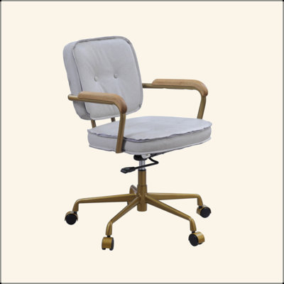 Vintage White Top Grain Leather Office Chair