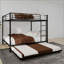 Lit superposé en fer carré durable avec des rails de sécurité, un look minimaliste moderne, idéal pour une chambre d'enfant, une chambre d'amis ou un espace commun, un assemblage facile et une performance durable-1435270385-1435270388