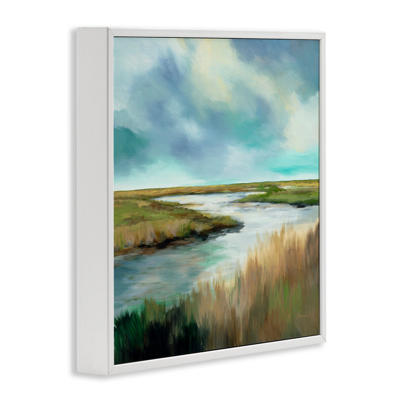 «Tranquil Meadow and Wetlands», estampe numérique, conception de Liz Jardine, 24 x 24, Coastal White Giclee Framed