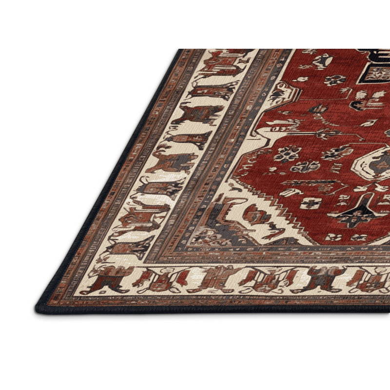 Tapis persan noir lavable à la machine, Rectangulaire 2 pi x 3 pi