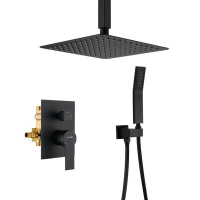 Luxury Wall-mounted Shower System Solid Brass Mixer Valve Showerheads With Rough-in Valve
