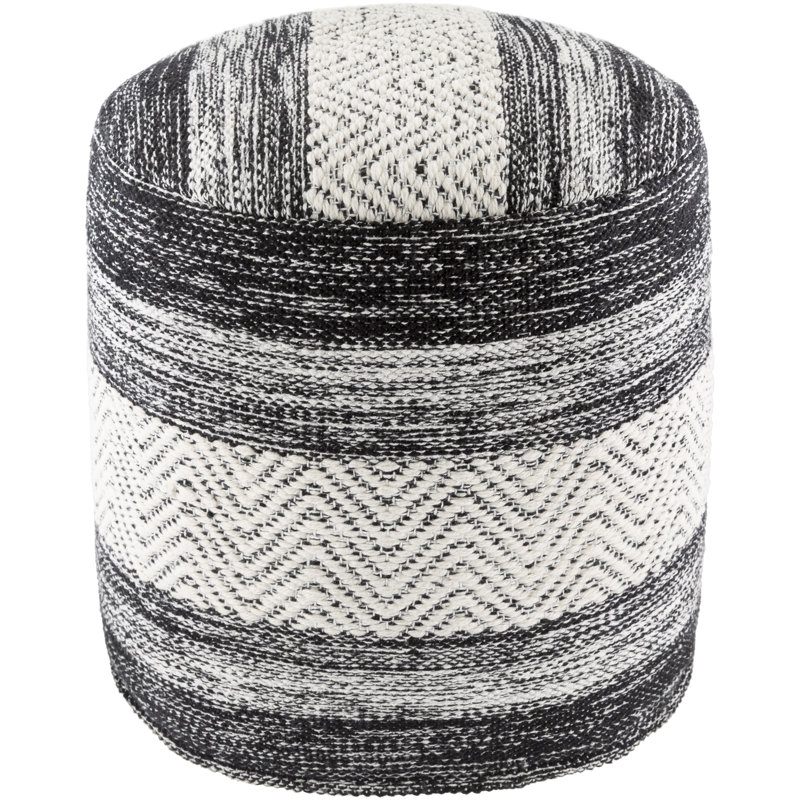 Coldwater Upholstered Pouf, Beige/Black
