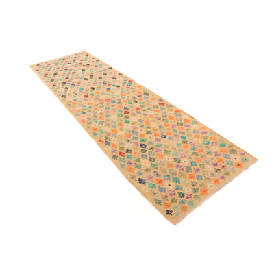 Runner Geometric Wool Hand Woven 89cm X 296cm Area Rug