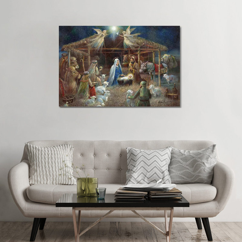 La Nativité par Ruane Manning - reproduction d'art, H 32 po x l 48 po x 1,5 po, Toile tendue, Aucun mat