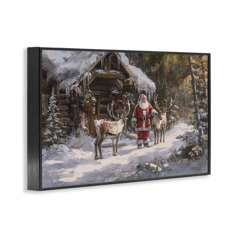«Traditional Santa» par Cabin Canvas par Imagine It Images, H 16 po x l 24 po, Giclée encadrée noir minuit