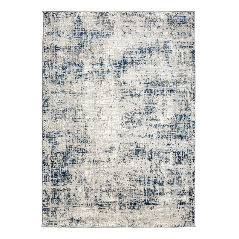 Tapis rayé bleu Livigno 1241, Rectangle 3 pi 3 po x 4 pi 11 po