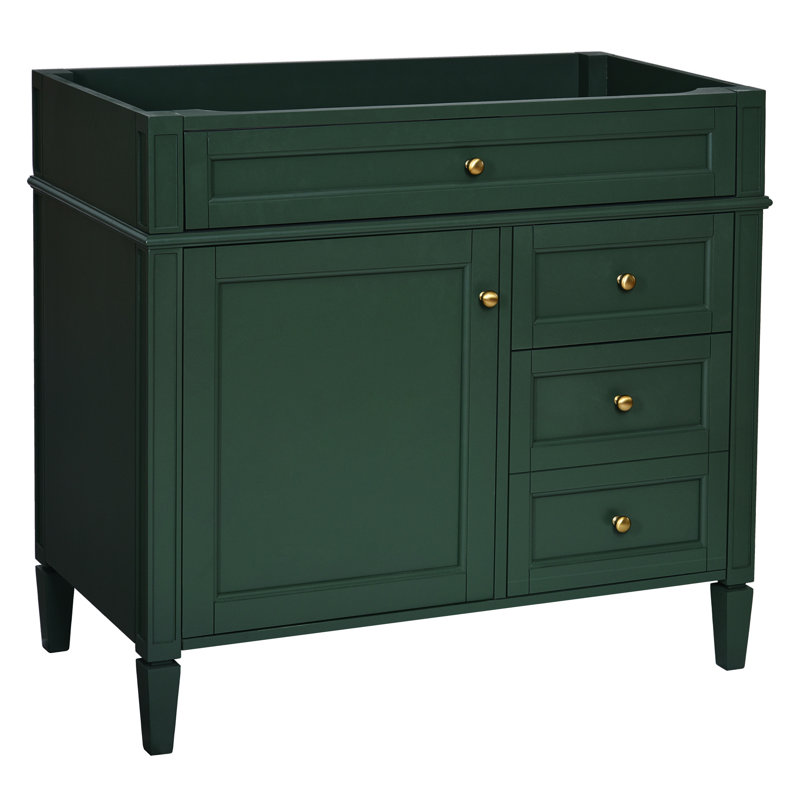 Rangement de salle de bain moderne de 36 po - Armoire en bois massif avec 2 tiroirs, tiroir coulissant et fonctionnalité polyvalente pour meuble-lavabo sans lavabo supérieur