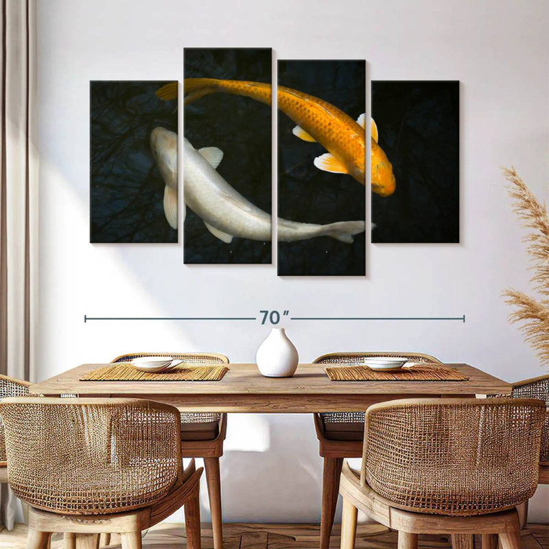 Argent et or Koi, H 42 po x l 68 po
