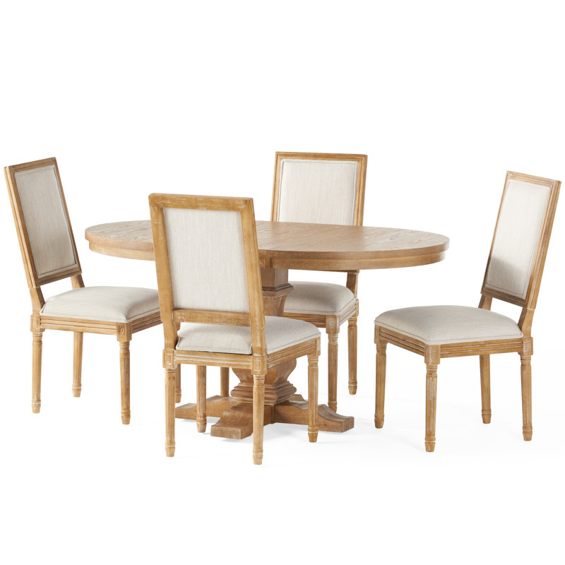 Burrill Pedestal Dining Set, Gray, Black