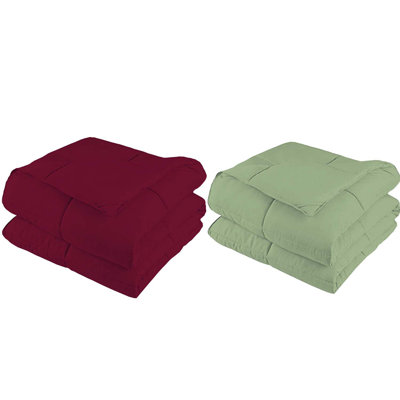 Set of 2 Down Alternative Comforters, Ultra Soft Microfiber Comforter, Fluffy Lightweight All-Season Hypoallergenic Box-Stitch Bedding
